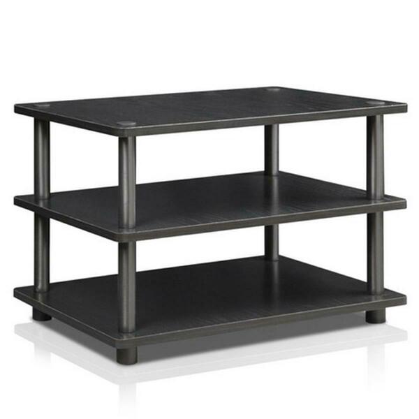 Highkey Turn-N-Tube Easy Assembly 4-Tier Corner Tv Stand, Black Wood - 16.2 X 23.6 X 14.6 In. LR93517